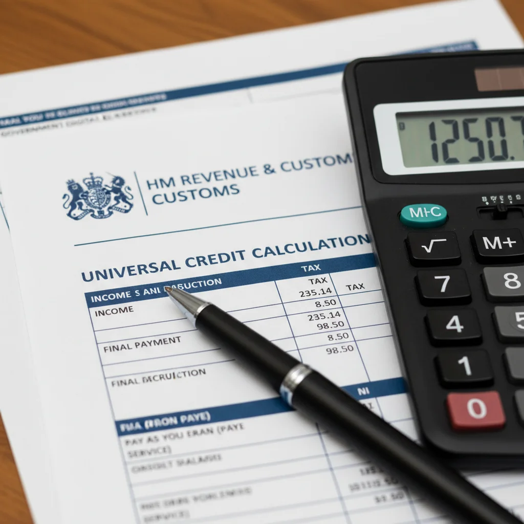 Calculator and documents illustrating Child Benefit income threshold calculations