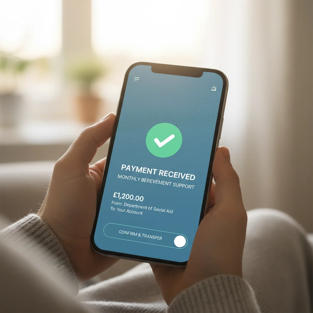 Digital transfer of monthly Bereavement Support Payment funds.