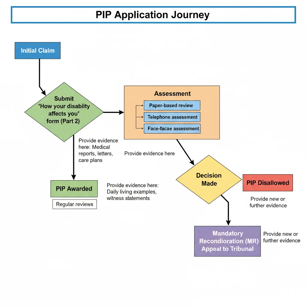 Flowchart of the PIP application and assessment process.