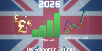 Infographic displaying UK economic growth forecast for Q3 2026 with 1.2% GDP increase.