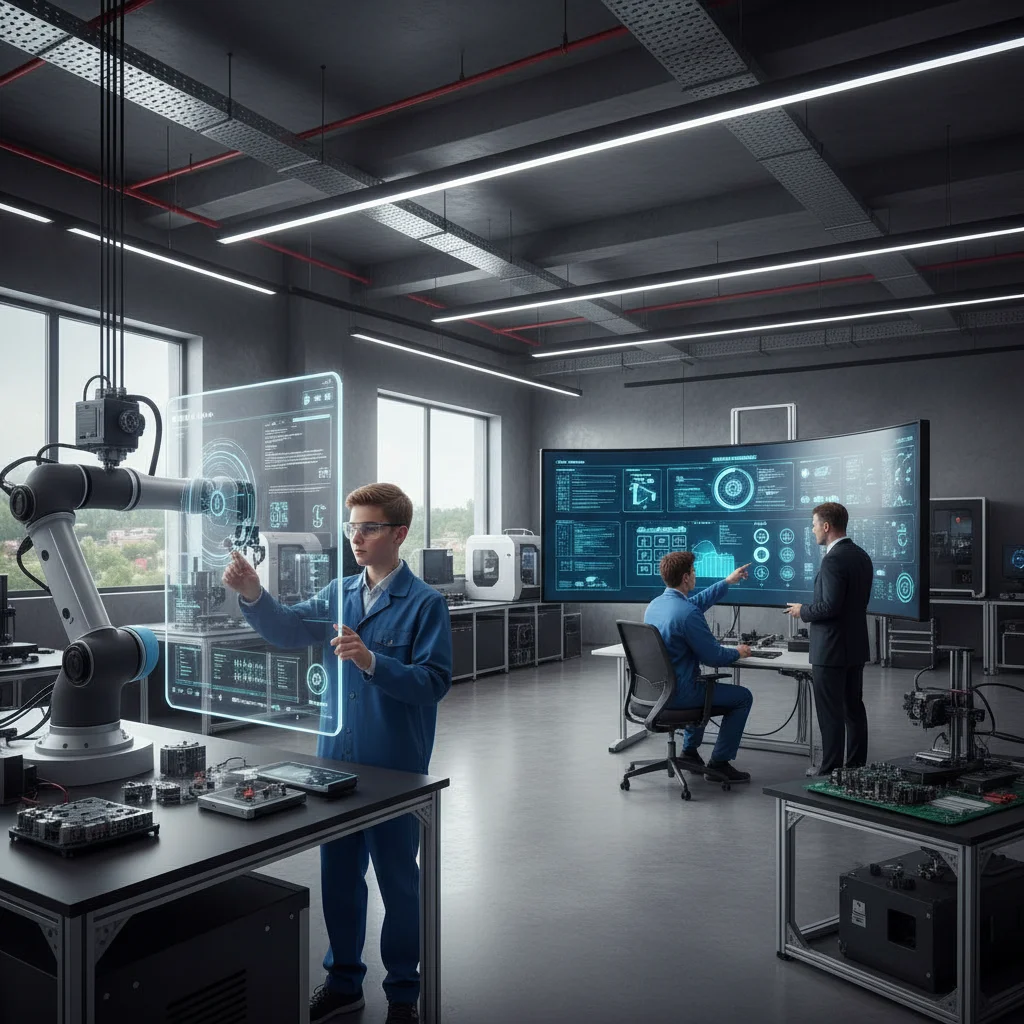 Students developing practical digital skills in a modern vocational training center.