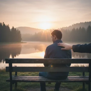 Person on park bench symbolizing support during bereavement