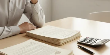 Person reviewing DLA to PIP transition documents with calculator