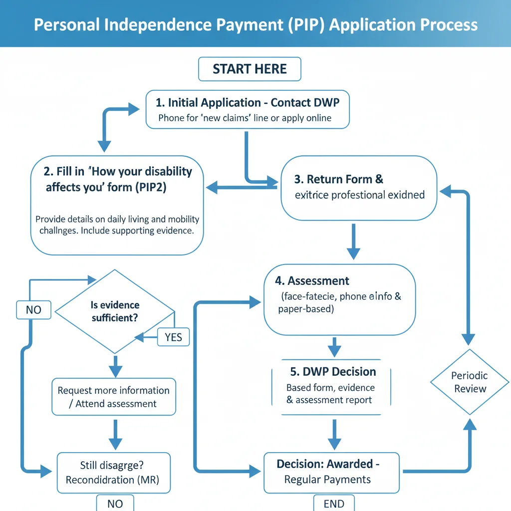 PIP application process flowchart steps explained