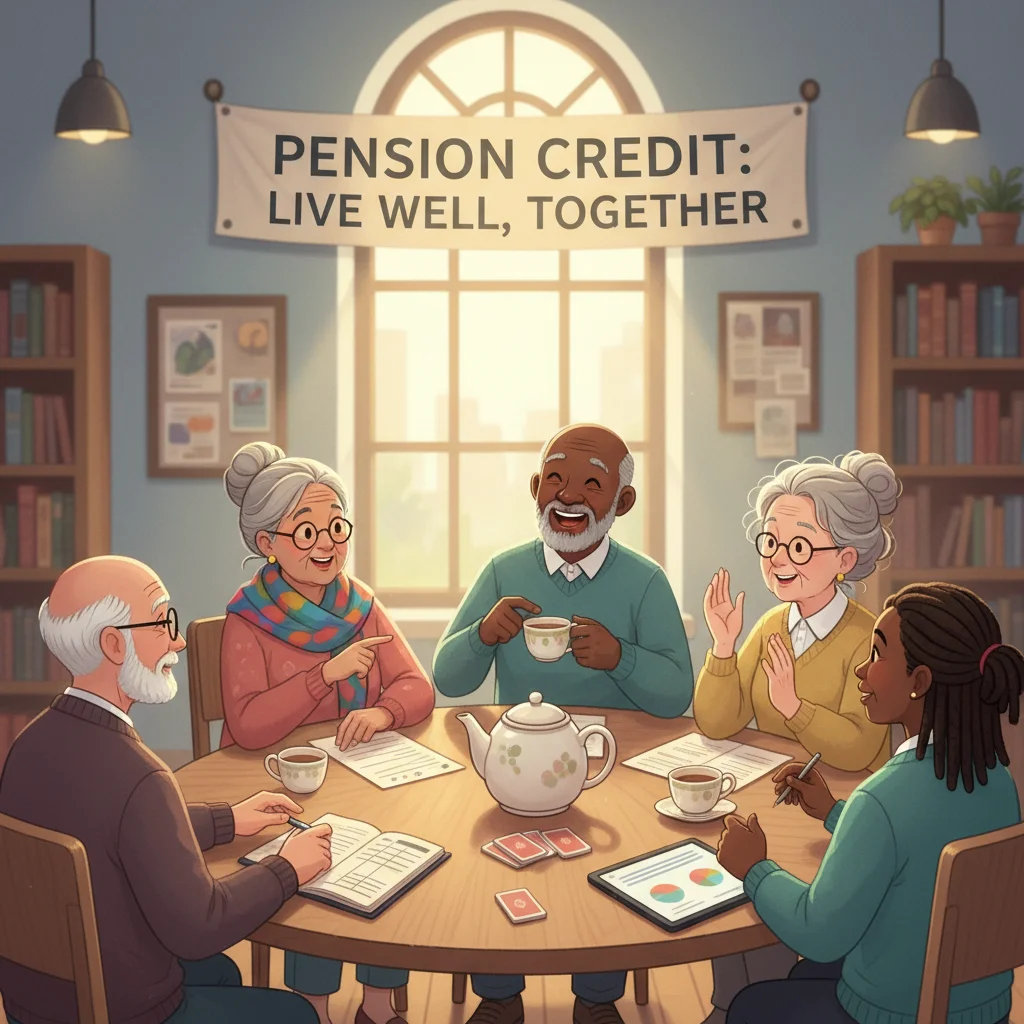 Diverse group of UK senior citizens benefiting from pension support
