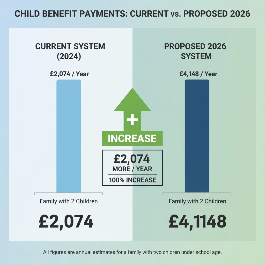 Comparison chart of child benefit payments 2026