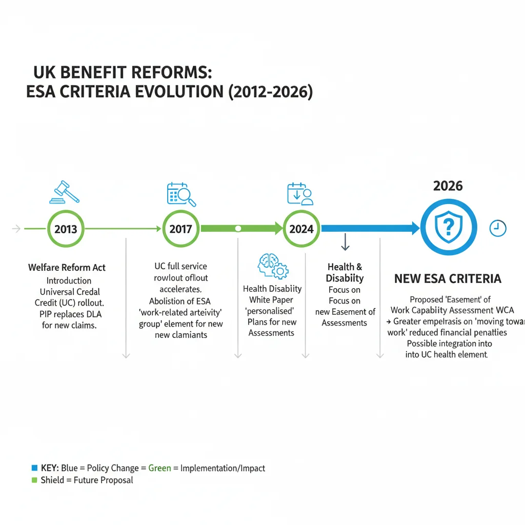 Infographic depicting ESA benefit reform timeline to 2026