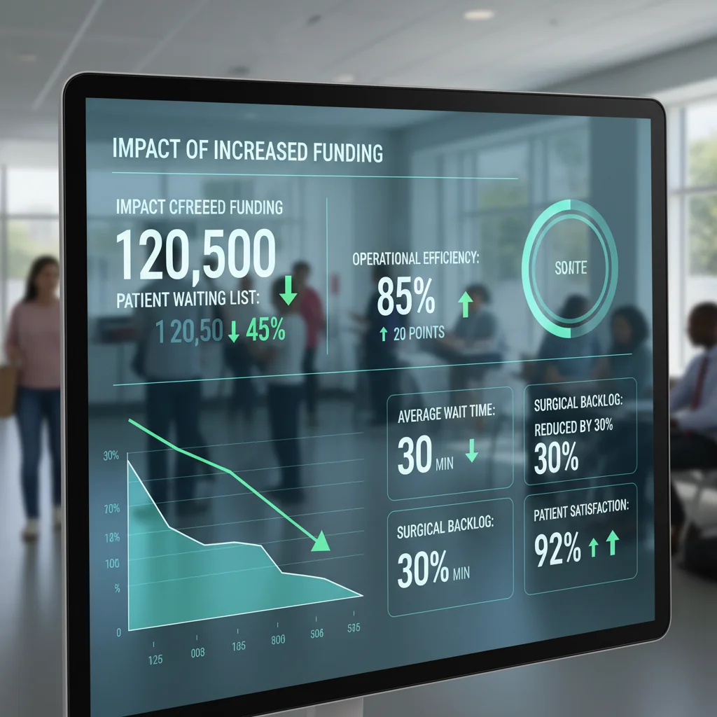 Digital dashboard showing reduced NHS waiting list numbers