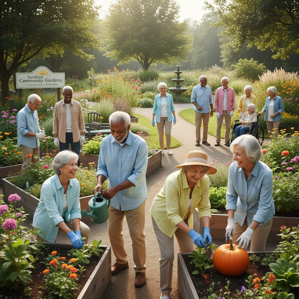 Active senior citizens enjoying a community activity, symbolizing enhanced well-being.